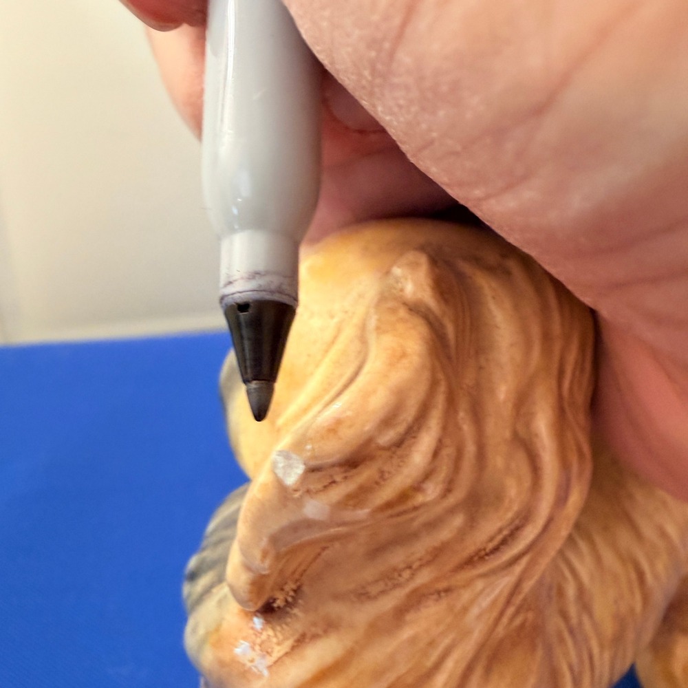 Vintage Pekingese Dog Figurine Ceramic Glazed Tan Brown Collectible Statuette - Picture 12 of 12